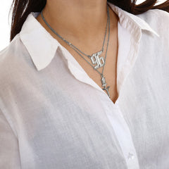 Silver-Plated Rose '96' Layered Pendant Necklace