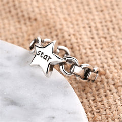 Silver-Plated 'Star' Chain Open Ring