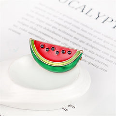 Cubic Zirconia & Red Enamel Watermelon Brooch