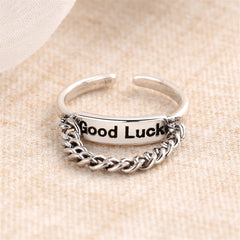 Silver-Plated 'Good Luck' Chain Open Ring