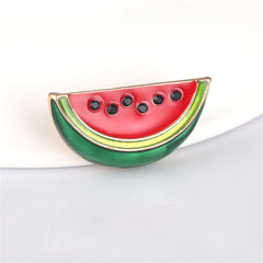 Cubic Zirconia & Red Enamel Watermelon Brooch