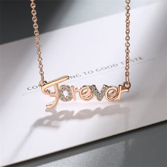 Cubic Zirconia & 18K Rose Gold-Plated 'Forever' Pendant Necklace