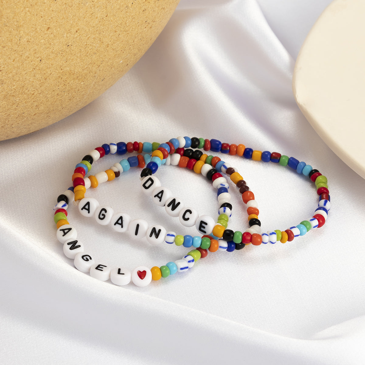 Yellow Multicolor & Teal Howlite 'Angel' Beaded Stretch Bracelet Set
