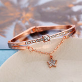 Cubic Zirconia & 18K Rose Gold-Plated Star Charm Bracelet