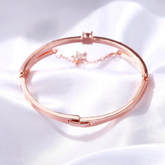 Cubic Zirconia & 18K Rose Gold-Plated Star Charm Bracelet