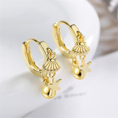 18K Gold-Plated Starfish Shell Charm Huggie Earring