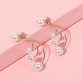 Pearl & 18K Gold-Plated Curved Drop Earrings