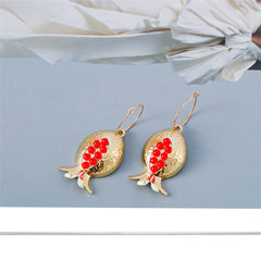 Red Resin & 18K Gold-Plated Pomegranate Drop Earrings