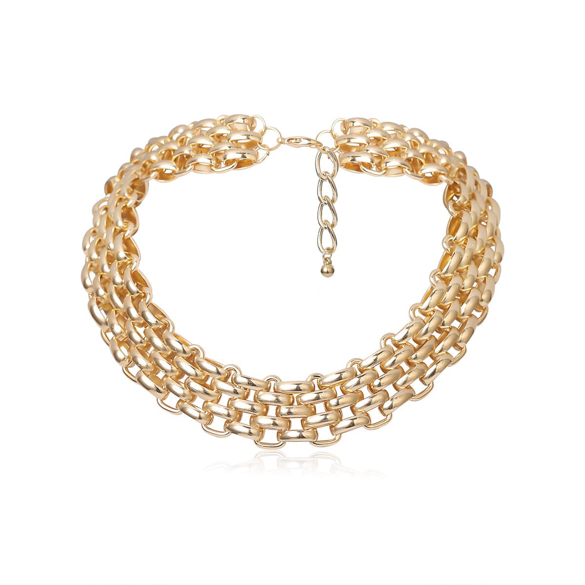 18K Gold-Plated Chunky Panther Chain Choker Necklace, gold pendant necklace for women, lifestyle look