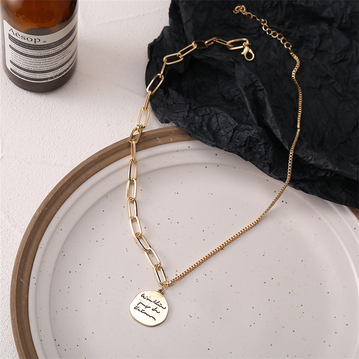 18K Gold-Plated Coin Pendant Necklace, gold pendant necklace for women, everyday style, styled look