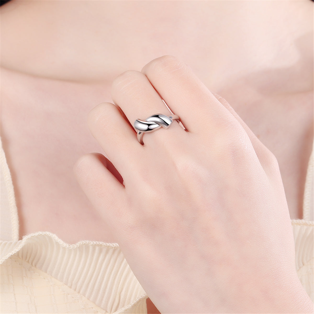 Silver-Plated Geometric Open Ring, silver statement rings for women, everyday style, lifestyle look