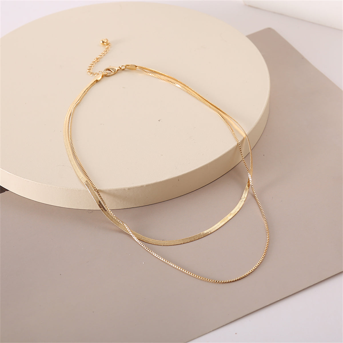18K Gold-Plated Snake Layered Necklace, gold pendant necklace for women, vintage-inspired design, styled look