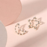 Cubic Zirconia & Pearl Open Celestial Stud Earrings