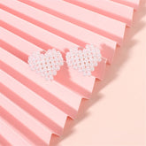 Pearl & 18K Gold-Plated Heart Stud Earrings