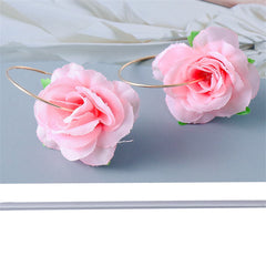 Pink Mesh & 18K Gold-Plated Flower Hoop Earrings