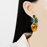 Yellow Crystal & Cubic Zirconia Pineapple Drop Earrings
