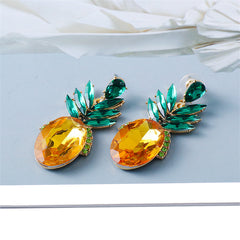 Yellow Crystal & Cubic Zirconia Pineapple Drop Earrings