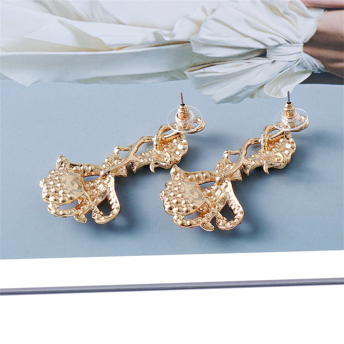Green Multicolor Cubic Zirconia & 18K Gold-Plated Petunia Drop Earrings