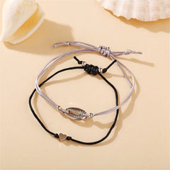 Pukka Shell & Silver-Plated Heart Adjustable Bracelet Set