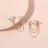 Pearl & 18K Gold-Plated Chains Ear Jackets