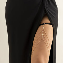 Cubic Zirconia & Nylon 18K Gold-Plated Chevron Layered Leg Chain