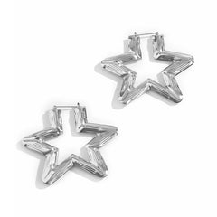 Silver-Plated Star Hoop Earring