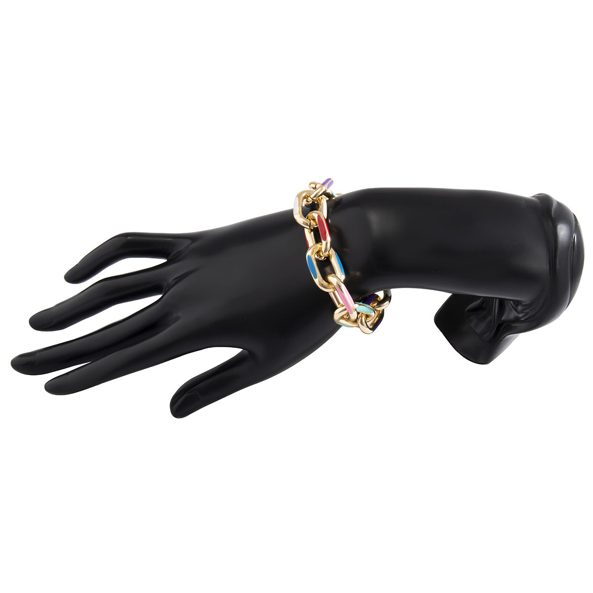 Multicolor Enamel & 18K Gold-Plated Cable Chain Bracelet