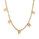 Cubic Zirconia & 18K Gold-Plated Butterfly Station Choker Necklace