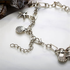 Silver-Plated Seashell & Starfish Station Anklet