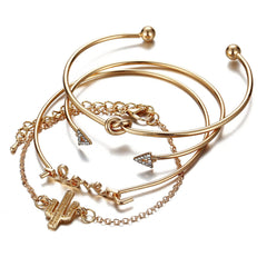 Cubic Zirconia & 18K Gold-Plated Arrow Cuff Set
