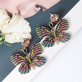 Cubic Zirconia & 18K Gold-Plated Multicolor Butterfly Drop Earrings