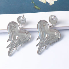 Pearl & Crystal Silver-Plated Heart Drop Earrings