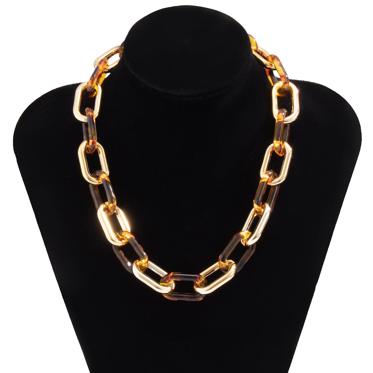 Tan Resin & 18K Gold-Plated Leopard-Print Choker Necklace