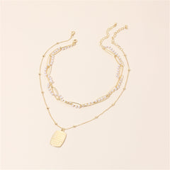 Pearl & 18K Gold-Plated 'Mother & Daughter' Pendant Necklace Set