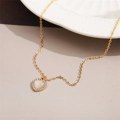 White Cats Eye & Cubic Zirconia 18K Gold-Plated Heart Pendant Necklace