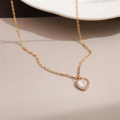 White Cats Eye & Cubic Zirconia 18K Gold-Plated Heart Pendant Necklace
