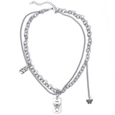 Silver-Plated Butterfly 'Change' Layered Pendant Necklace