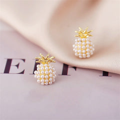 Pearl & 18K Gold-Plated Pineapple Stud Earrings