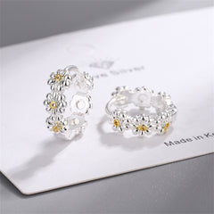 Two-Tone Floral Huggie Earrings