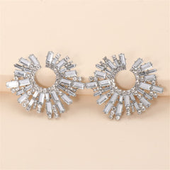 Cubic Zirconia & Silver-Plated Abstract Stud Earrings