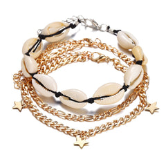 Pukka Shell & Two-Tone Star Station Anklet Set
