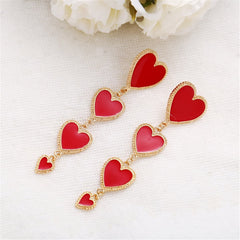 Red Enamel Heart Drop Earrings