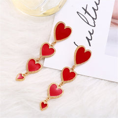 Red Enamel Heart Drop Earrings