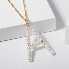 Pearl & 18K Gold-Plated Letter 'A' Pendant Necklace