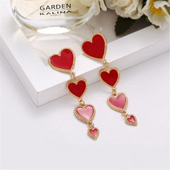Red Enamel Heart Drop Earrings