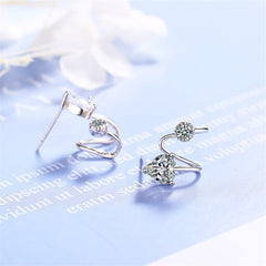 Cubic Zirconia & Silver-Plated Heart Ear Cuffs