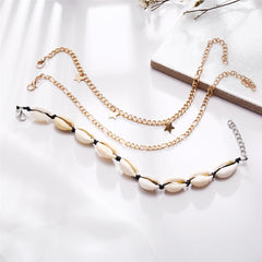 Pukka Shell & Two-Tone Star Station Anklet Set