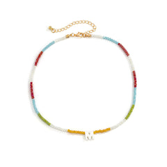 Red & White 'M' Beaded Necklace