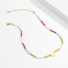 Red & White 'M' Beaded Necklace