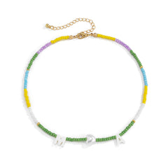 Multicolor Howlite & Pearl 'M' Heart 'A' Choker Necklace